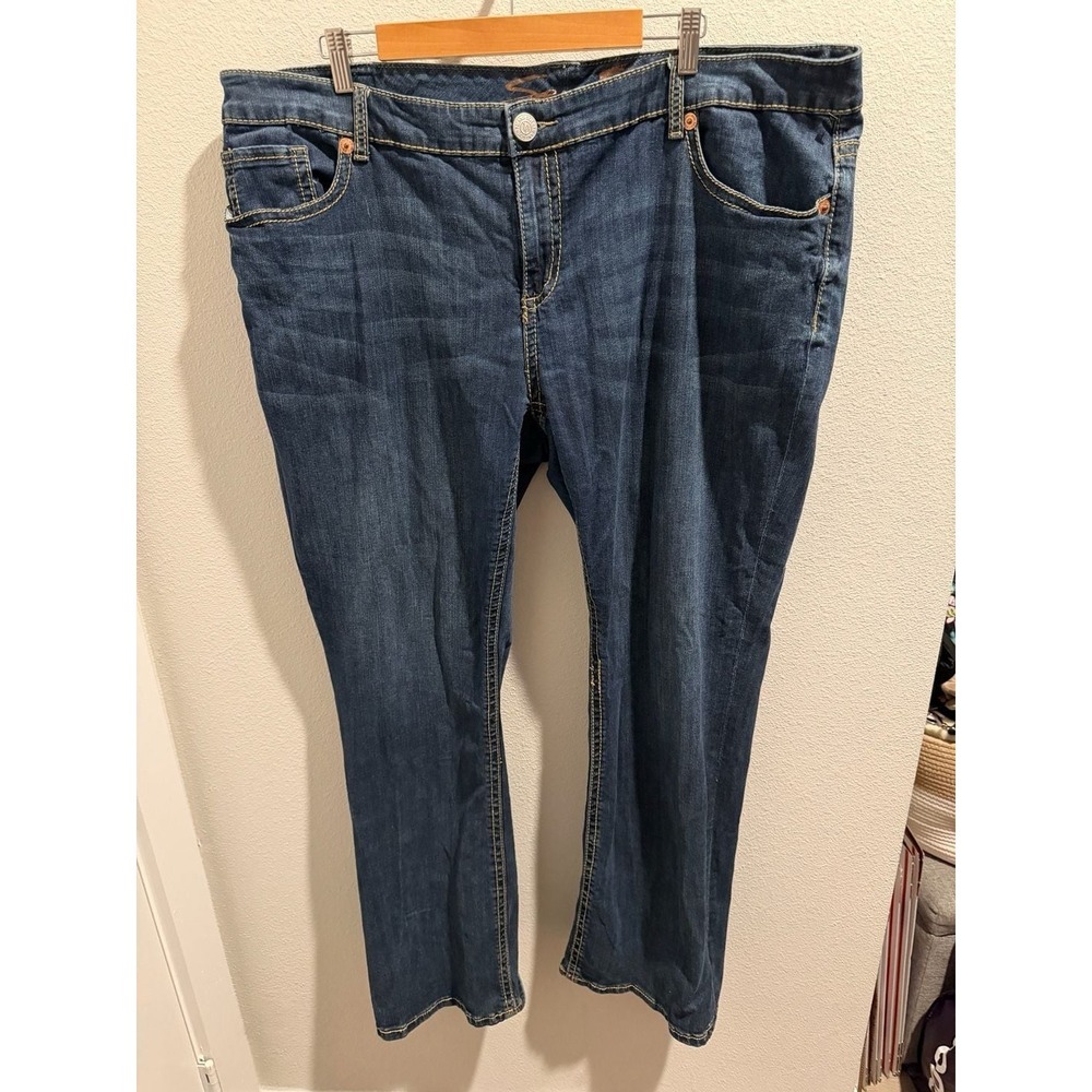 Seven7 Women Tummyless High Rise Slimming Skinny Jeans McKay Blue‎ 24 Plus